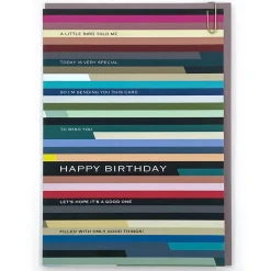 Birthday Horizontal Stripes Greetings Card by Pavilion Cards