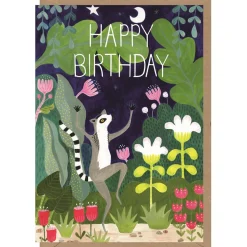 Birthday Lemur Greetings Card by Bex Parkin for Earlybird Designs