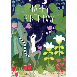 Birthday Lemur Greetings Card by Bex Parkin for Earlybird Designs