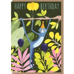 Birthday Monkey Greetings Card by Bex Parkin for Earlybird Designs
