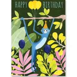Birthday Monkey Greetings Card by Bex Parkin for Earlybird Designs