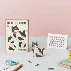 Black And White Cat Pop Out Decoration And Greetings Card by The Pop Out Card Company