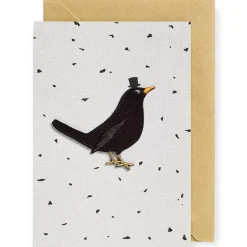 Blackbird Iron On Patch Greetings Card by Petra Boase