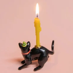 Black Cat Ceramic Cake Topper by Camp Hollow
