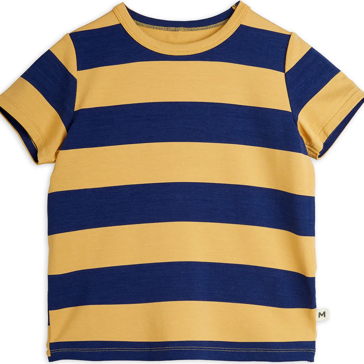 Block Stripe Tee in Beige by Mini Rodini