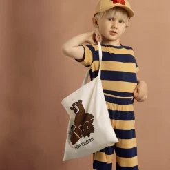 Block Stripe Tee in Beige by Mini Rodini