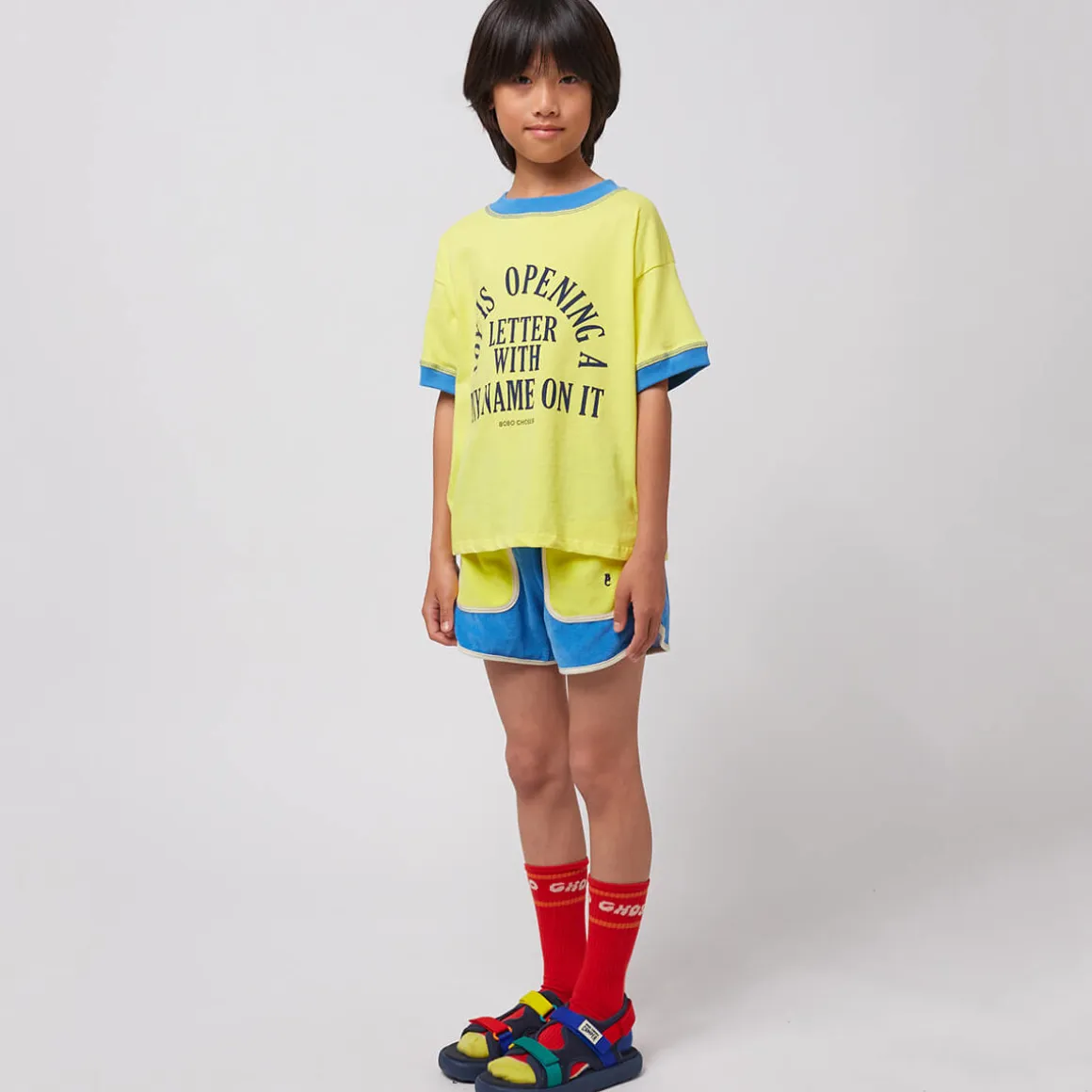 Blue Colour Block Terry Shorts by Bobo Choses