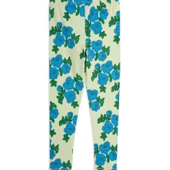 Blue Roses AOP Leggings in Green by Mini Rodini