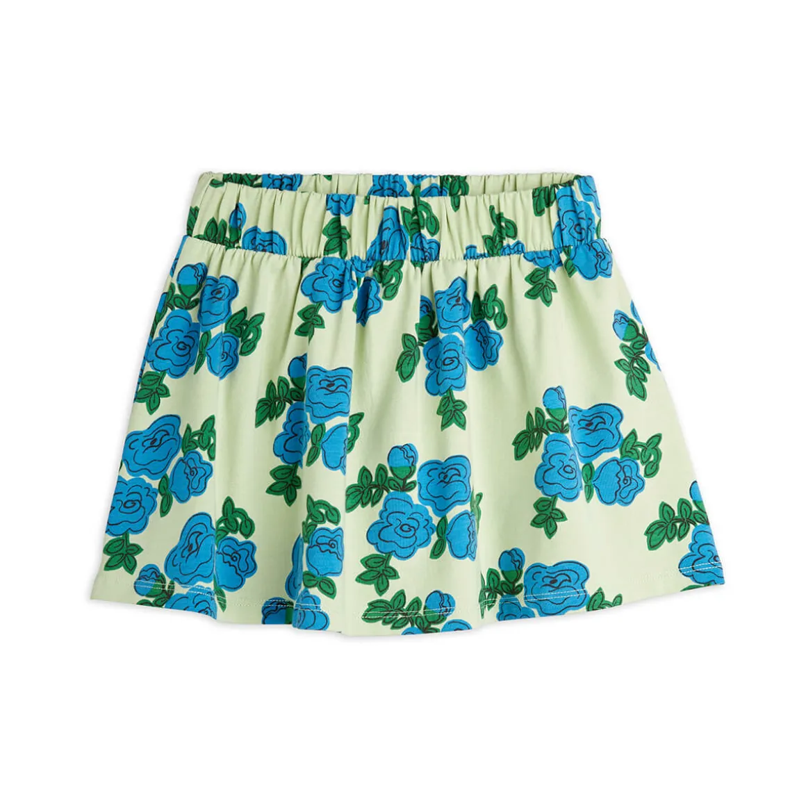 Blue Roses AOP Skirt in Green by Mini Rodini