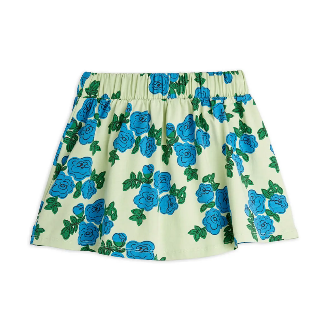 Blue Roses AOP Skirt in Green by Mini Rodini