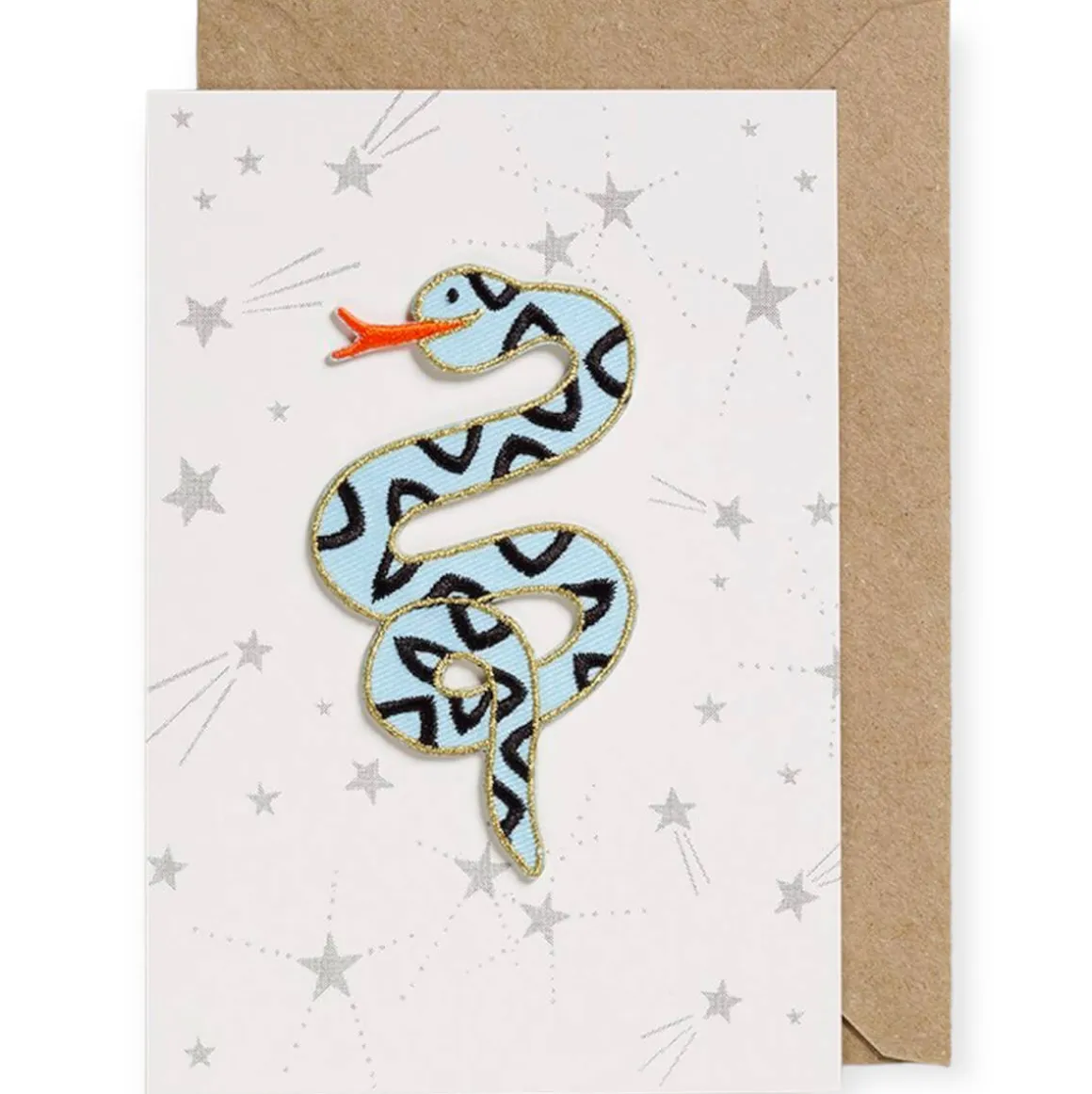 Blue Snake Iron On Patch Greetings Card by Petra Boase