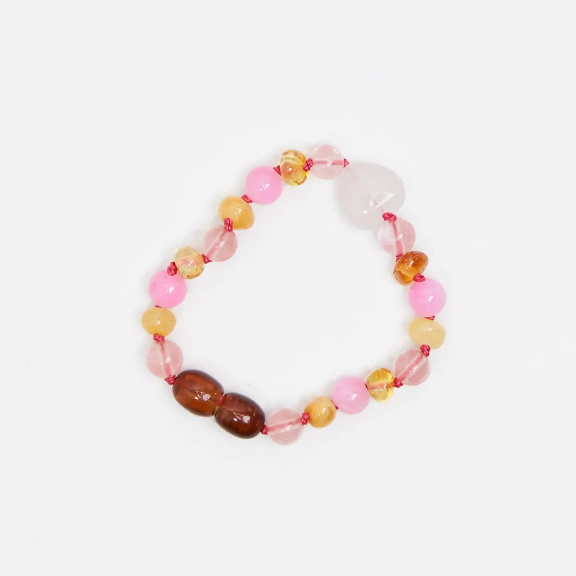 Bondi Kids Bracelet in Cherry Quartz And Amber by Nirrimis