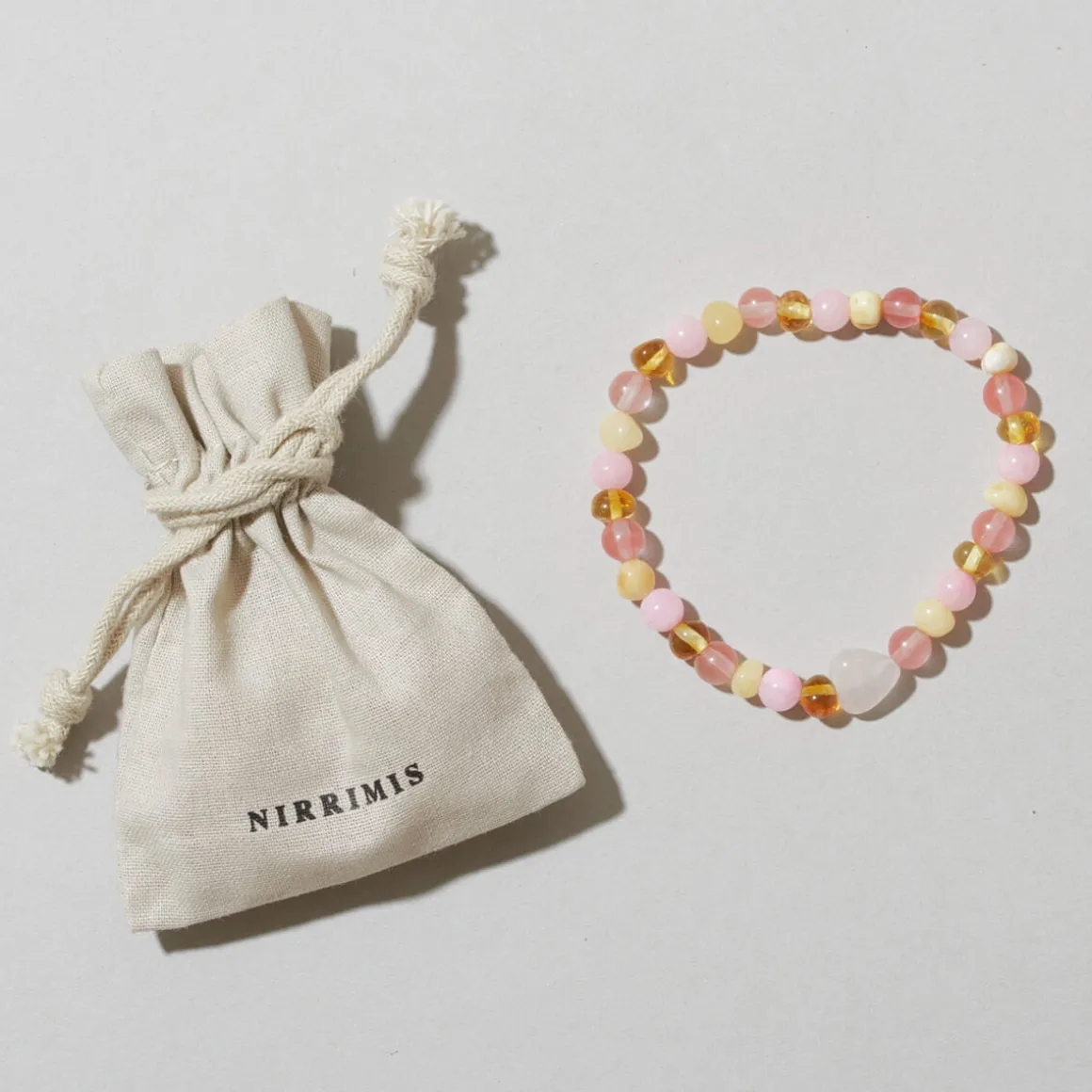 Bondi Kids Bracelet in Cherry Quartz And Amber by Nirrimis