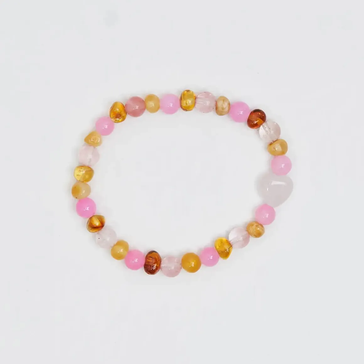 Bondi Kids Bracelet in Cherry Quartz And Amber by Nirrimis