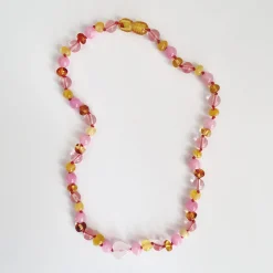 Bondi Kids Necklace in Cherry Quartz And Amber by Nirrimis