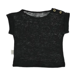 Bourrache Linen Baby T Shirt in Pirate Black by Poudre Organic - Last Ones In Stock - 3-12 Months