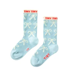 Bows Medium Socks in Dusty Blue by Tinycottons