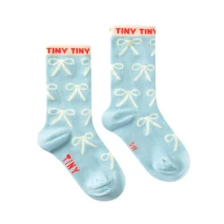 Bows Medium Socks in Dusty Blue by Tinycottons