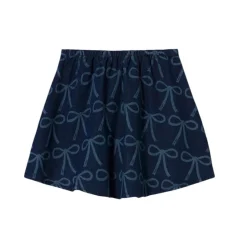 Bows Skirt in Blue Denim by Tinycottons