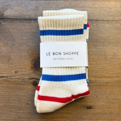 Boyfriend Adult Socks in Red + Blue Stripe by Le Bon Shoppe