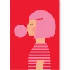Bubblegum Girl Greetings Card by Dicky Bird