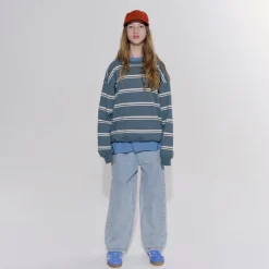 Bubble Sweatshirt in Balsam Green Stripe by Main Story - Last Ones In Stock - 4-6 Years