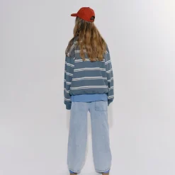Bubble Sweatshirt in Balsam Green Stripe by Main Story - Last Ones In Stock - 4-6 Years