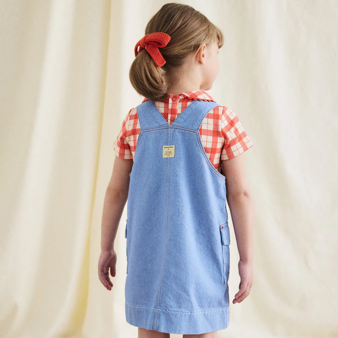 Buckle Jumper Dress in Baby Blue by Misha & Puff
