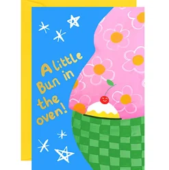 Bun In The Oven Greetings Card by Ickaprint