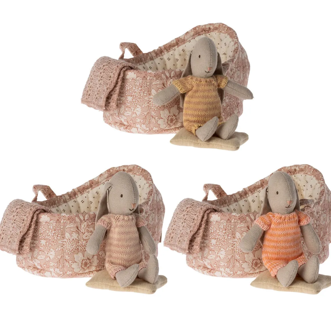 Bunny in Micro Carry Cot (13cm) in 3 colours by Maileg