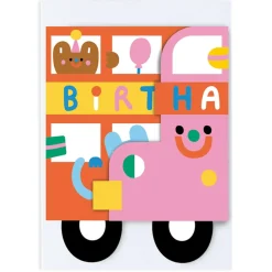 Bus Fold Out Birthday Greetings Card by Susie Hammer for Wrap