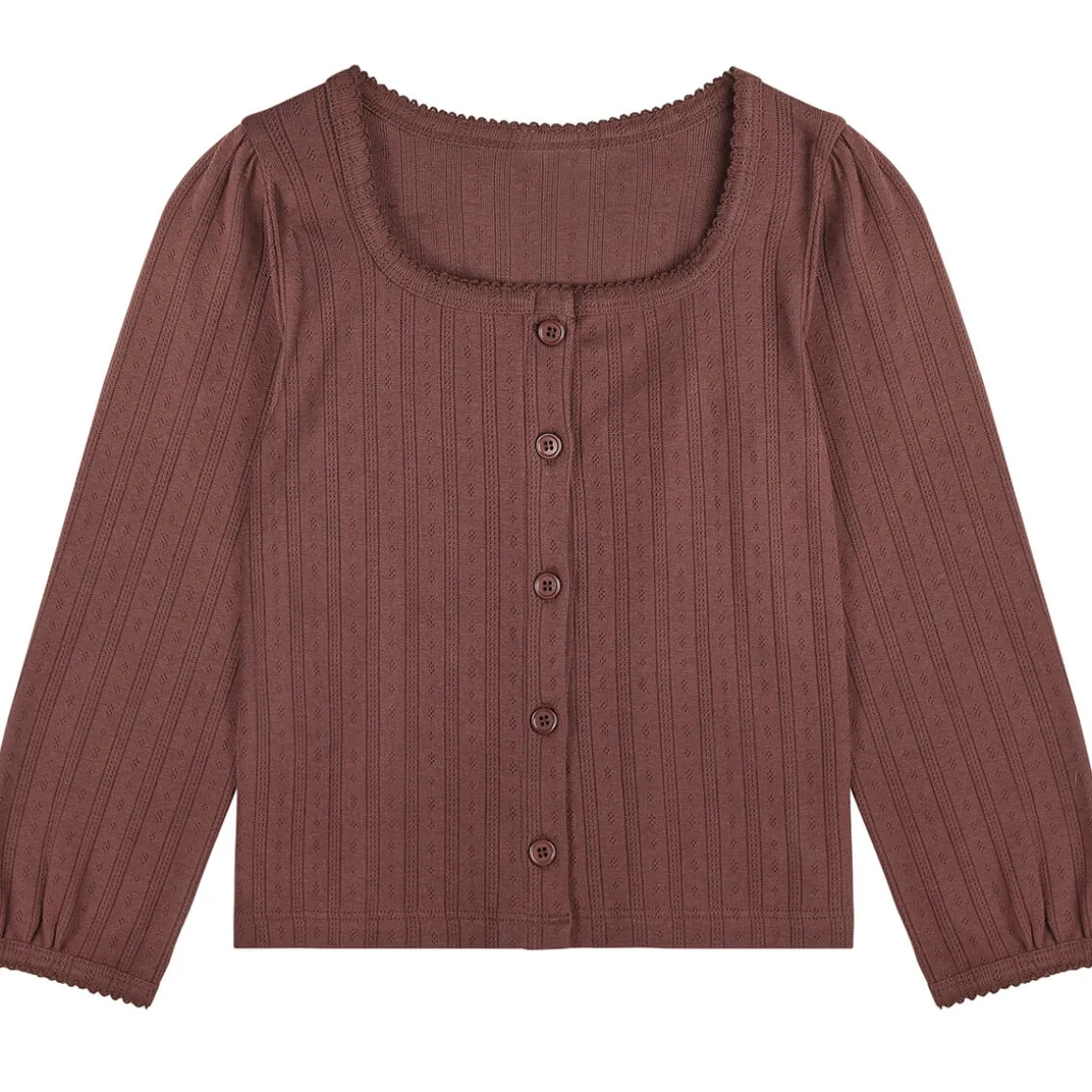 Button Pointelle Tee in Marsala by Little Cotton Clothes - Last Ones In Stock - 2-6 Years