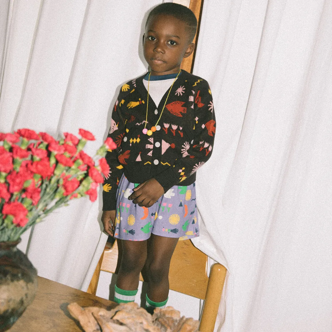 Cabana Short in Pewter Daleyden Fête by Misha & Puff - Last Ones In Stock - 4-6 Years
