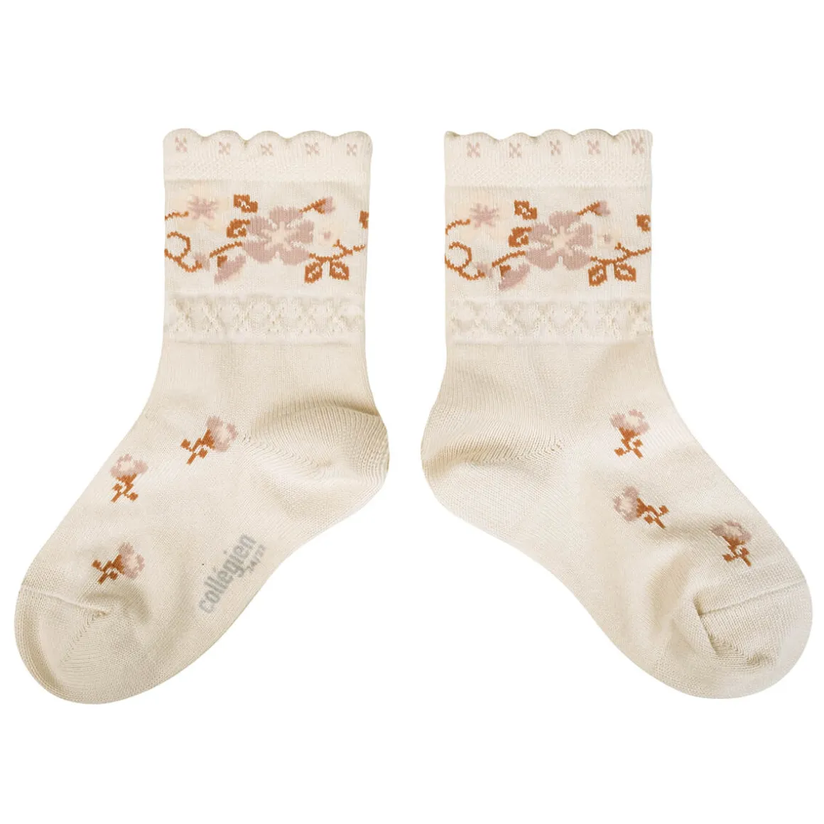Camélia Jacquard Flower Ankle Socks in Doux Agneaux by Collegien