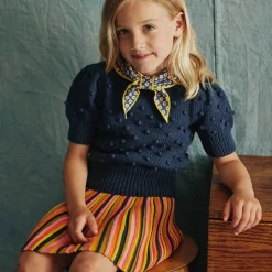 Candy Stripe Accordion Skirt in Poppy by Misha & Puff - Last Ones In Stock - 5-6 Years