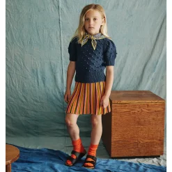 Candy Stripe Accordion Skirt in Poppy by Misha & Puff - Last Ones In Stock - 5-6 Years