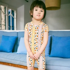 Cap Sleeve Tee in Frangipani Polka-Stripe by Misha & Puff