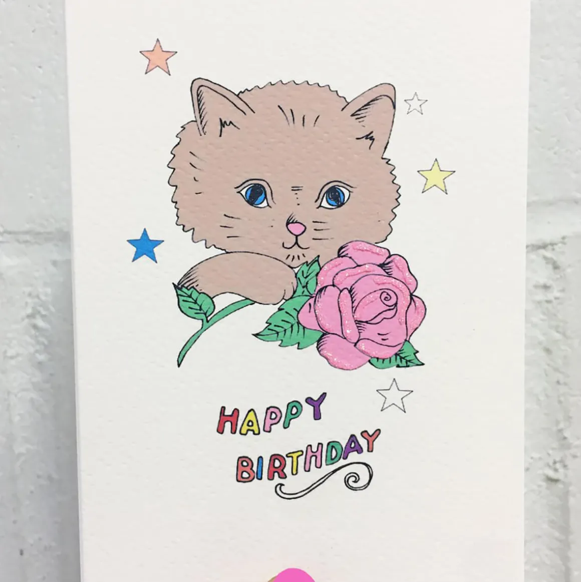 Cat Birthday Greetings Card by Rosie Wonders