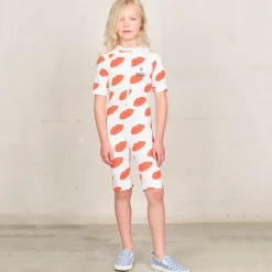 Caterpillar Kids Swimsuit in White by The Animals Observatory
