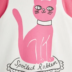 Cat Long Sleeve Dress in White by Mini Rodini