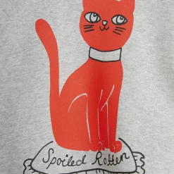 Cat Sweatshirt in Grey Melange by Mini Rodini