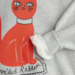 Cat Sweatshirt in Grey Melange by Mini Rodini