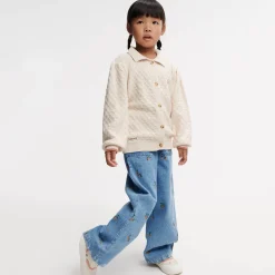 Ceser Printed Denim Pants in Peach / Light Blue Denim by Liewood