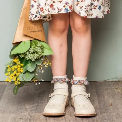 Charlotte Liberty Ruffle Ribbed Ankle Socks in Doux Agneaux by Collegien