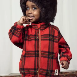Check Fleece Jacket in Red by Mini Rodini