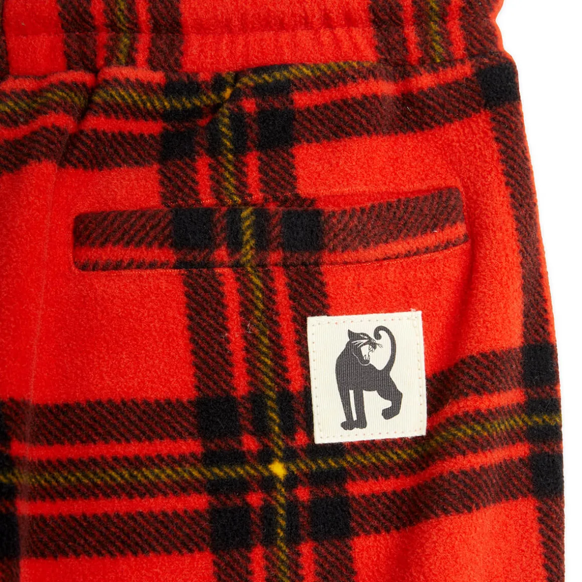 Check Fleece Trousers in Red by Mini Rodini