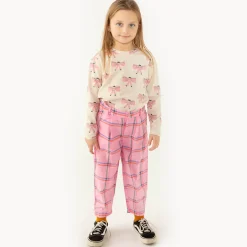 Check Pleated Pant in Pink by Tinycottons - Last Ones In Stock - 10-12 Years