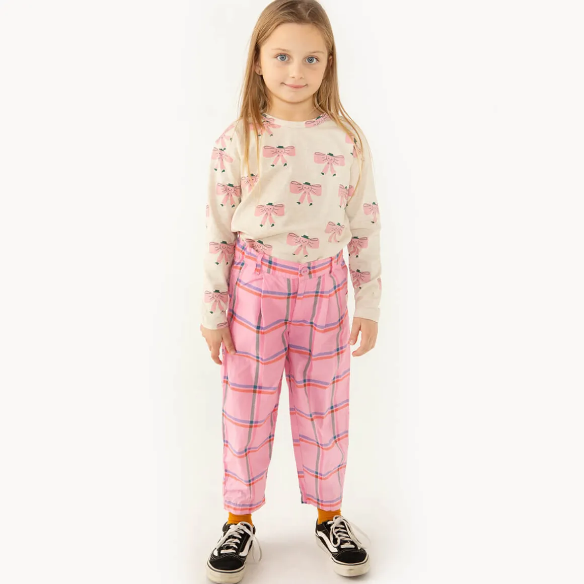 Check Pleated Pant in Pink by Tinycottons - Last Ones In Stock - 10-12 Years