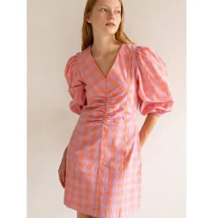 Check Puff Sleeve Dress by The Tiny Big Sister - Last One In Stock - EUR 36 (UK 8)