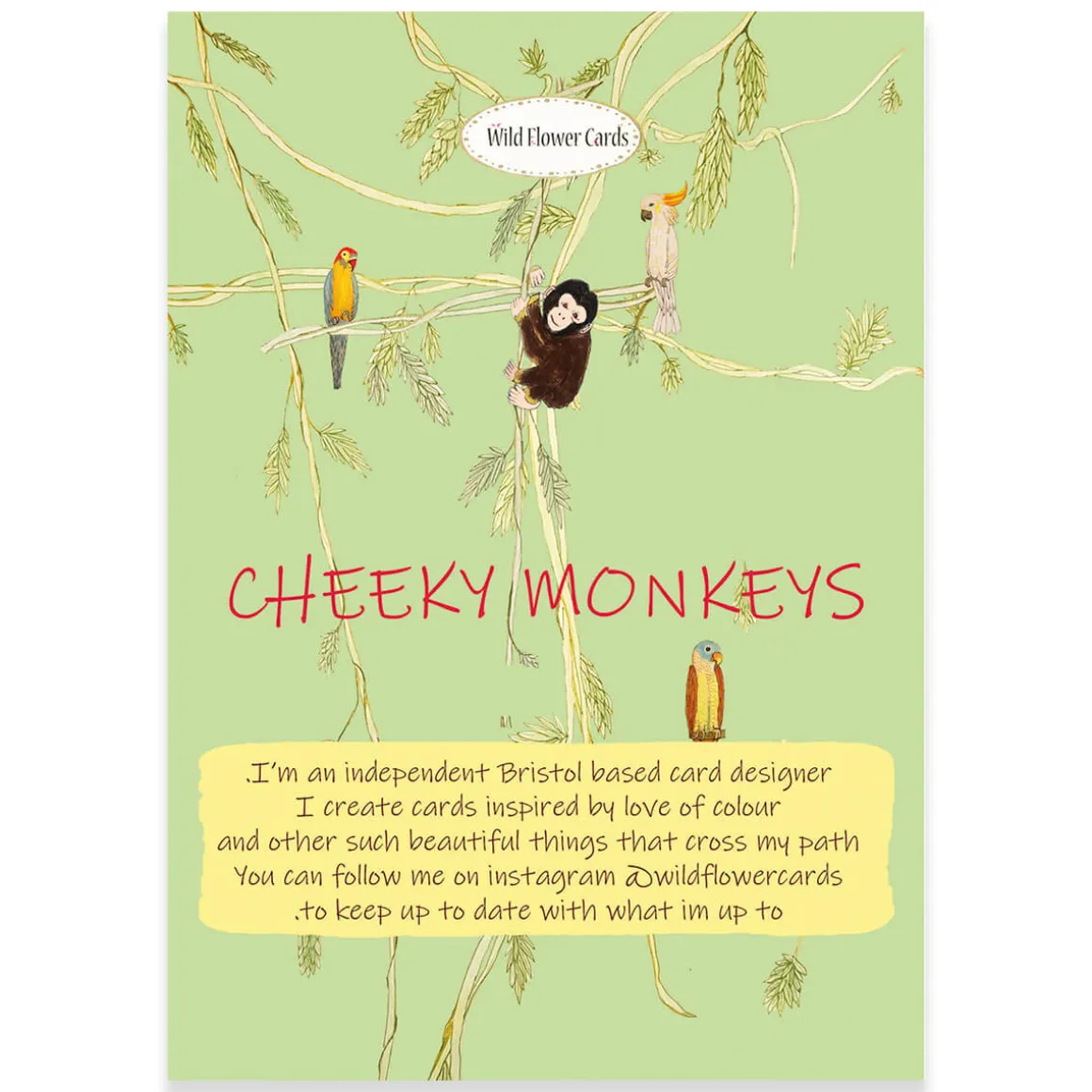 Cheeky Monkeys Greetings Card by Wildflower Cards